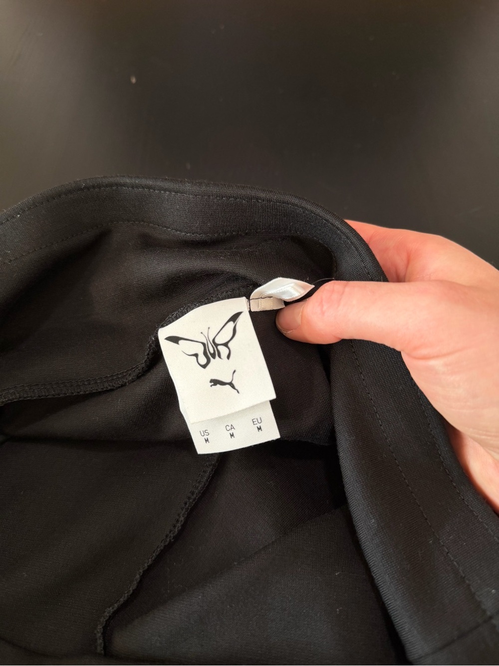 Puma Black Leggings with Light Blue Side Panels and Red Logo - Picture 6 of 7